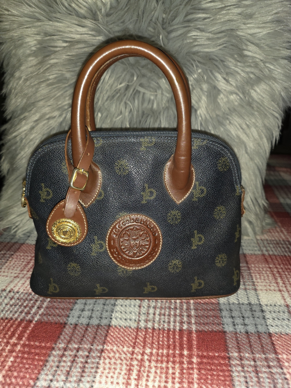 Rocco Barocco Women’s Black & Brown Logo Satchel - Designer Style